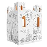 Easy Playhouse Sand Castle - Kids Art & Craft for Indoor & Outdoor Fun, Color, Draw, Doodle – Decorate & Personalize a Cardboard Fort, 32" X 32" X 43. 5" Age 3+ [Amazon Exclusive] , White