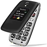 Easyfone Prime-A1 Pro 4G LTE SIM-Free Flip Mobile Phone for Seniors, 2.4'' HD Display, Large Fonts, Clear Sound, SOS Button, 1500mAh Battery with a Charging Dock (Black)