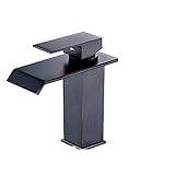 Deck Mount Waterfall Bathroom Faucet Vanity Vessel Sinks Mixer Tap Cold and Hot Water Tap (Color : Black Bronze C)