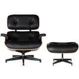 Herman Miller® Black Leather Eames Lounge Chair & Ottoman - Walnut - UNI