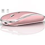 Wireless Mouse, 2.4 GHz Wireless Mouse with USB/USB-C Dual Receiver for Laptop Computer Rechargeable Portable Silent Mouse Compatible with Apple MacBook Air/Pro, iPad, Mac, Chromebook, PC (Rose Gold)