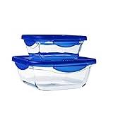 Set of 2 square glass dishes with leak-proof lid - Cook & Go