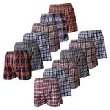 Mens Woven Check Boxer Shorts Trunks Small to 5XL - 3 Pairs - Small