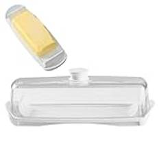 Nbhuiakl Butter Dish, Butter Container Holds with Clear Lid, Rectangular Clear Cover Butter Keeper, Kitchen Butter Dish, Countertop Butter Holder, Covered Unbreakable Cheese Box for Butter Keeping