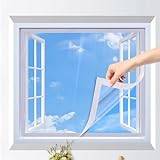 Reusable Window Insulation Kits,Windproof Window Cold Protection Film,Secondary Glazing Kit,Transparent Insulating Foil,Dustproof Thermal Window Film,with Magic Tape (140x140cm/55"x55")