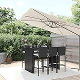 Camerina 7 Piece Garden Bar Set with Cushions Black Poly Rattan,Bar Set,Garden Bar Set,Outdoor Bar Stools Set(SPU:3203947)
