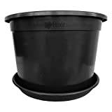 Elixir Gardens Strong Black Plastic Plant Pot and Saucer Set | Various sizes (from 32 to 80 litre) | Flower, Tree, Shrub, Plant | 1x 80 Litre Pot & Saucer