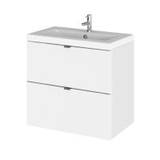Hudson Reed Fusion 600mm Wall Hung 2 Drawer Vanity Unit with Ceramic Basin Gloss White