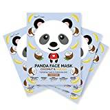 7th Heaven Panda Party Sheet Face Mask Skincare Set, Pack of 4 – Sheet Mask Infused with Coconut and Banana to Hydrate & Soothe Skin – Suitable for Ages 8+