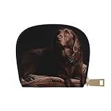 Brown Labrador Womens Credit Card Holder Wallet Leather Card Case RFID Blocking Small Blocked Purses