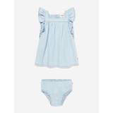 Baby Girls Flutter Sleeveless Denim Dress in Blue - Blue / 6 Mths