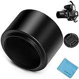 62mm Tele Metal Screw-in Lens Hood Sunshade with Centre Pinch Lens Cap for Canon Nikon Sony Pentax Olympus Fuji Sumsung Leica Camera + Cleaning Cloth