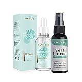Self Tan Drops, MKNZOME Tanning Drops for Face Body Fake Tan Sunbed Tanning Accelerator Fast Sunless Tanner for Women Men