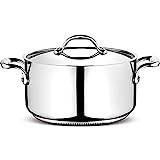 Lagostina Accademia Lagofusion Casserole with 2 Handles and Lid, Stainless Steel, Silver, 16 cm