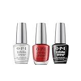 OPI Infinite Shine Long-wear Nail Polish, Gel-Like Nail Varnish with no UV lamp needed, 3-Step System for up to 11 days of vibrant colour, Base Coat & Nail Polish & Top Coat, Big Apple Red, 3x 15ml