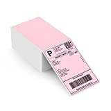 MUNBYN Thermal Labels 4x6 Fanfold for Label Printer, Compatible with Etsy, Shopify, Ebay, Amazon, Royal Mail, FedEx, UPS, Pack of 500, Pink