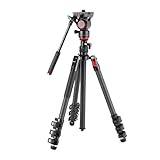 extendable tripod HUIOP MUKB 63-inch Professional Tripod Camera Stand with Fluid Video Tripod Head Carbon Fiber 5kg/ 11lbs Load acity 4 Sections Portable Tripod Stand with Quick Release Plate & Detach