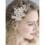 Delicate Handmade Floral Decoration Headwear Pearl Hairpin - Gold / Free Size