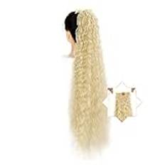Ponytail Extension 22/32 Inch Long Corn Wavy Ponytail Extensions Synthetic Natural Drawstring Ribbon Fake Hair Pony Tail Clip in Extensions Women Hairpieces Ponytail Hairpiece for Women(Color:003,Siz