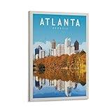 Xirbfh Vintage Posters Atlanta Skyline Travel Posters Canvas Art Poster Wall Decor Poster Office Posters 24x36inch(60x90cm)