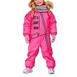 YCBMINGCAN Ski Overall Boys Girls Snowsuit Warm Down Jacket Set Ski Suits for Boys and Girls Outdoor Rain Overall One-Piece Ski Suit Reflective Stripes Snow Overall, pink, 8-9 Years