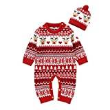 Christmas Outfits Clothes for Little Boy Newborn Infant Boy Girl Christmas Deer Knitted Sweater Baby Jumpsuit Romper Cotton 1 Piece Hat Caps Outfits Clothes Set 24 Month Boys Wedding Outfits tigg