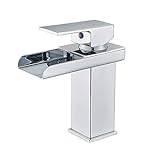 Deck Mount Waterfall Bathroom Faucet Vanity Vessel Sinks Mixer Tap Cold and Hot Water Tap (Color : Chrome D)