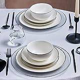 Karaca Leon Porcelain Dinner Set for 6 People - 24-Piece Crockery Set with Plates and Bowls Set, Round Dinnerware Set & White Platinum Dinner Set