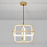 Creative Square Line Pendant Light, Metal Dining Room Lighting Hanging Lamp, Modern LED Corridor Chandeliers, DIY Rotary Adjustable Simple Kitchen Island Suspension Lamps (White)