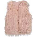 ZRJ Kids Baby Girls Faux-Fur Vest Sleeveless Coat Jacket Kids Winter Thick Warm Outwear Waistcoat Thicken (Color : Pink, Size : 3-4T)