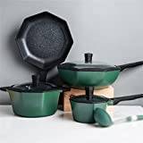 Samnuerly Pot Set Octagonal Cookware Set Non-Stick Wok Pan Pan Pan Induction Cooker Gas Stove Casserole Kitchen Hot Pot Pot Set (Color : A, Size