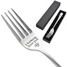 1 Pcs I Forking Love You Engraved Fork Set, Stainless Steel Letter Dinner Fork, Personalized Carving Fork with Black Box, Gifts for Christmas Valentine's Day Husband Boyfriend