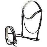 Cwell Equine Diamonte Leather Comfort Bridle With White Padding With Free Reins BLACK (FULL)