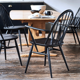 Ercol Windsor Dining Armchair, Black Wood | Barker & Stonehouse
