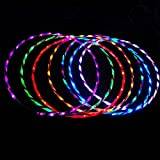 FEVERWORK 24 LED Lights Flash Hula Hoop Fitness 7 Color Changing Abdominal Exercise Tools 90cm