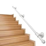 XOTAK Handrail for Stairs Indoor Outdoor Steps,1m 2m 3m 4m 5m 6m Staircase Railing Support Rod for Disabled Elderly,White Stairs Banister with Brackets (Size : 2ft/0.6m)