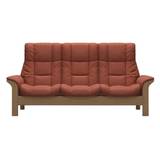 Stressless Windsor High Back 3 Seater Recliner Sofa, Orange Leather | Barker & Stonehouse