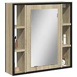 TECHPO Furniture Home Tools Bathroom Mirror Cabinet Sonoma Oak 60x16x60 cm Engineered Wood