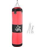 Boxing Heavy Bag, Empty Boxing Bag Adult with Metal Chain Hook Carabiner Punching Bag with Zipper Boxing Punching Bag Durable Punching Bags for Adults(1M-Red)