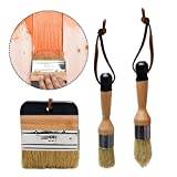 3PCS Stencil Brush, Round Bristle Brush Chalk Paint Brushes Waxing Tool, Home Decor Chalk and Waxs Paint Brush Flexible DIY Chalk Paint Brush Ergonomic Handle Chalk Paint Wax Brush Set Flat Brush