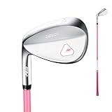 Left Handed Junior Golf Sand Wedge for High Spinning with CNC Milled Face - Lightweight Golf Club Wedge 56 Degrees (Pink, Age 9-12)