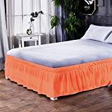 NIMUDU Valance Sheet,Frilled Valance Pleated Bedding Skirt Without Surface Elastic Band For Bed Queen King Size Ruffled Bed Skirts (Color : CQ002-22 orange, Size : 120x200cm)
