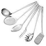 Stanley Rogers Stainless Steel Kitchen Utensil Set - Satin Finished - Stylish Kitchen Cutlery - Strainer, Meat Fork, Slotted Turner, Ladle, Spaghetti Spoon & Serving Spoon
