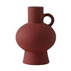 Nordic Maillard Color Ceramic Vases, Modern Simple Art Vases, Creative Warm Ceramic Vases, for Home,Hotel,Coffee House(Matte Red)
