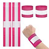 4 Pieces Wrist Band Elastic Wrist Wrap Breathable Wrist Strap Adjustable Hand Splint Compression Wrist Support for Carpal Tunnel Tennis Sports Workout Exercise Men Women (Pink)