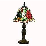 Yjmgrowing Tiffany Style Desk Lamp Stained Glass Victorian Style Table Lamps 8 Inch Red Green Grape Beads for Living Room Antique Desk Bedside Bedroom