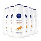 NIVEA Indulgent Moisture Orange Shower Cream (500 ml, Pack of 6), Moisturising Shower Gel with Almond Milk, Luxurious Body Wash for Women, Body Wash with Argan Oil