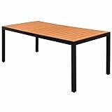 ARKEM Outdoor Coffee Table,Garden Furniture Table, Perfect for the Balcony, Picnic, Backyard, and Patio, Easy Assembly,Garden Table Brown 185x90x74 cm Aluminium and WPC