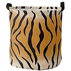 Laundry Bag, Orange Black Stripes Tiger Animal Skin Print Abstract Art Round Clothes Hamper Waterproof Washing Basket For Clothes Bedroom Room Décor 40X50Cm