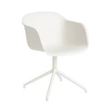 Muuto Fiber armchair - Swivel base with return, Natural white / white Designer Furniture From Holloways Of Ludlow